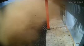 Woman runs for her life as lorry crashes into restaurant