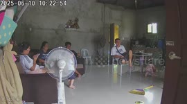 Toddler kicks football straight into her uncle's face