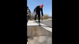 Skateboard fail ends in a fall in Maebashi, Gunma, Japan