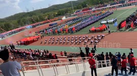 Photographer causes collision during sports race in Liaoning, China