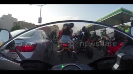 Motorcycle Crash chain reaction