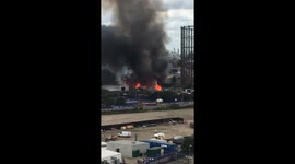 More footage of the fire near the O2 Arena in Greenwich, London