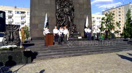preparation for Israel ceremony in Warsaw hero ghetto monuments