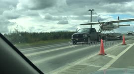 Bizarre sight for motorists as plane spotted on road