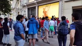 Gathering of People outside Harrods
