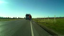 Logging Truck Close Passes Cyclists