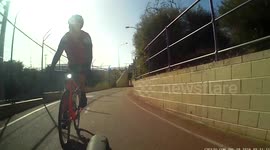 Dirt bike crashes a cycle path