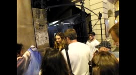Lily James and Freddie Fox greet fans in London