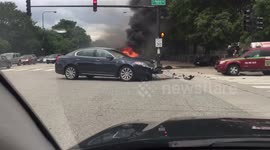 Newsflare Edit - Lamborghini bursts into flames after crash