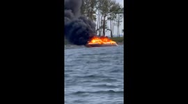 Boat with 22 people catches fire in New York, United States