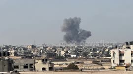 Smoke rises over Khan Younis after Israeli airstrike hits Gaza