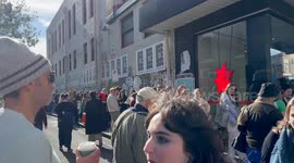 Long queue around the block for Calum Hood signing in Newtown, Sydney, Australia