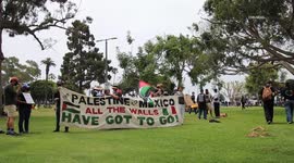 US, Bakersfield: Los Angeles-Long Beach No Kings Protesters rally immigration reform on Ocean Blvd