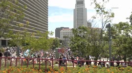 US, Los Angeles: Los Angeles  #8211; Downtown No Kings Day Protest With Sound On Tape Part 1