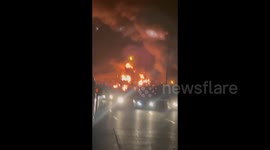Iran: Iranian Oil Depot on Fire Following Reported Israeli Airstrikes
