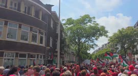 Pro-Palestine demonstration in the Hague, the Netherlands demanding sanctions to Israel