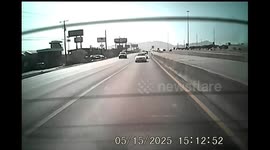 Truck Driving Without a Wheel on I-10