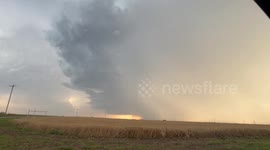 Footage of the Tornadic Supercell near Hydro, Oklahoma on June 14, 2025