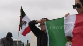 National City - San Diego County - Immigration and Customs Enforcement Protest draws about 150 people