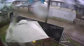 Tent blown away by strong winds during storm in Cañete, Chile