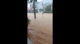 Roads submerged by heavy rain Vietnam