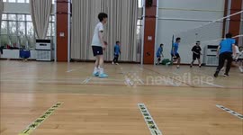 Volleyball spike hits player in the face in Shandong, China