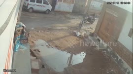 Wild boar knocks over motorcycle rider and attacks them in India