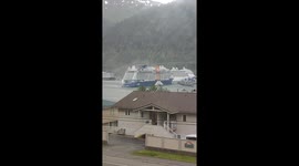 Cruise ship breaks free from dock as storm batters it