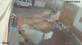 India: In Rajasthan, India Wild boar knocks over motorcycle rider and attacks them