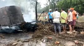 India: In Barabanki, Uttar Pradesh the tank of peppermint burst while crushing menthol oil mother and son severely burnt
