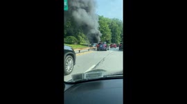 Driving down the Saw Mill Parkway in Yonkers, NY, when I witnessed a vehicle actively on fire on the opposite side.