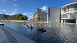 Germany: Greenpeace, Amnesty International activists hold protest in Berlin ahead of World Refugee Day
