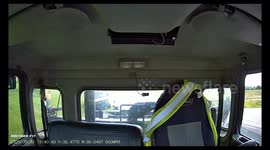 Van Flips On Rollback Tow Truck