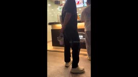 Kitten peeks out from handbag and meows in Shanghai, China