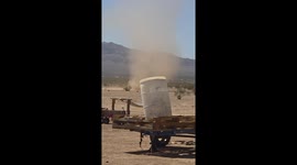 Dust devil grows near glampground construction site in Mohave, Arizona, USA