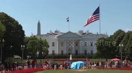 US: Giant US flag funded by Trump raised at White House