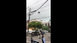 Roof sheets torn off by storm in China