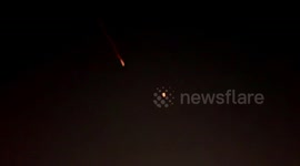 Iranian missiles arrive in Israel's airspace, as seen from Hebron