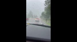 Flash flooding hits Route 39 near fire hall in Collins, New York, USA