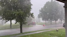 Heavy rain and strong winds hit Noblesville, Indiana, USA