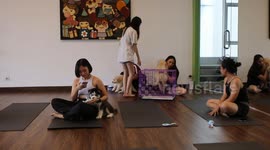 Indonesia: Puppies join yoga enthusiasts in Indonesia for International Yoga Day