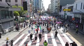 US: Demonstration held in LA over Israeli attacks on Gaza and Iran