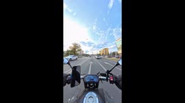 Minivan runs red light and hits motorcycle in Nizhny Novgorod, Russia