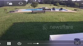 Pickup truck crashes into pool in De Kalb, Texas, USA