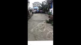 Torrential Flooding Submerges Streets in Balikpapan, Indonesia