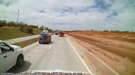 Dump Truck Drives With Bed Up, Collides with Bridge