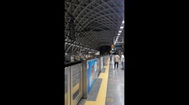 A metro station at night