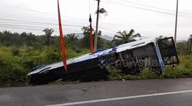 Bus carrying tourists overturns on the way to Thai island Koh Samui