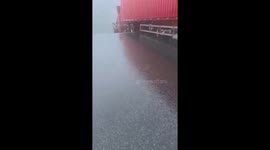 Truck left hanging over abyss when bridge collapses in China
