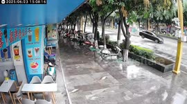Car sent flying as sinkhole opens up on road in China